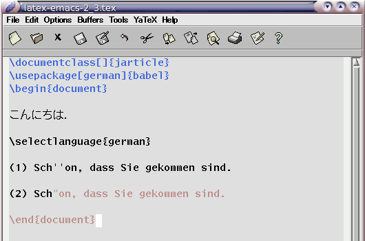 double quotation $B0J9_$,%T%s%/$K$J$C$F$7$^$C$?LnD;(B in Emacs