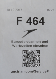 Warteticket auf dem Flughafen Wien