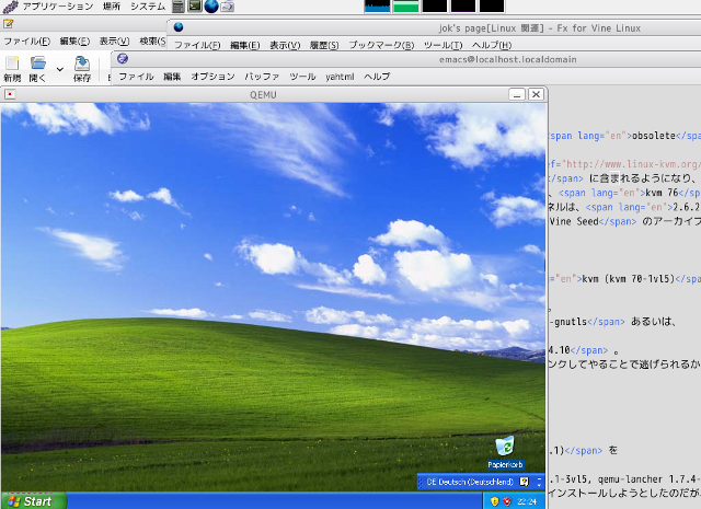 windows XP in Vine Linux 5.1, by means of QEMU